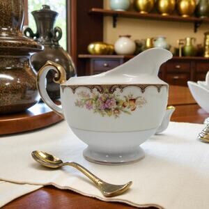 Royal Embassy China Lincoln Creamer Japan Floral Gold Trim 1950s Vintage Elegant